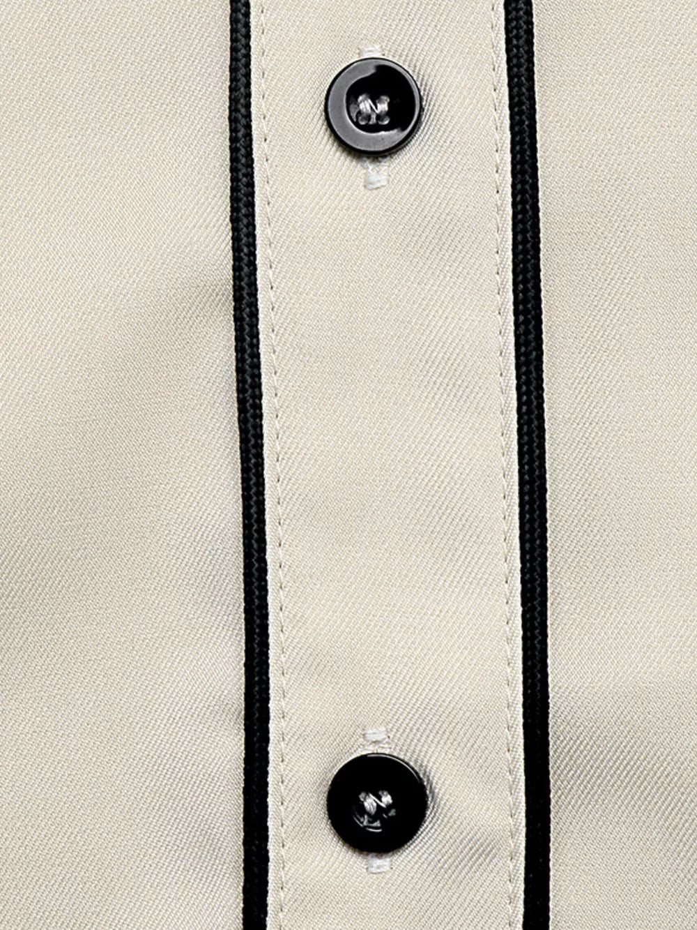 Contrast Trim Long Sleeve Shirt in Beige, fit detail