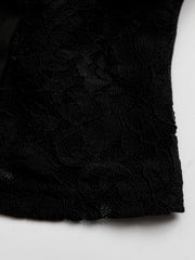 Black lace halter neck cami top with a floral pattern detail.