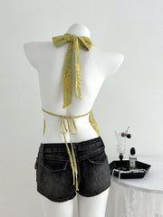 Lace Halter Neck Cami, fabric detail