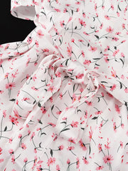 Feminine Floral Flutter Sleeve Midi Dress