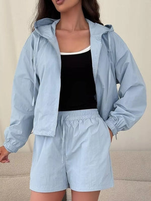 Lightweight Hooded Jacket And Shorts Set, view 20