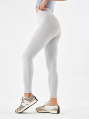 Light Gray Sculpted Contour High-Waist Leggings with a seamless design and athletic fit.