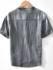 Men's Plus Size Button Detail Short Sleeve Shirt, close-up detail