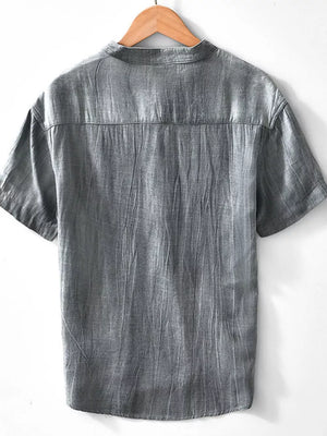 Men's Plus Size Button Detail Short Sleeve Shirt, close-up detail