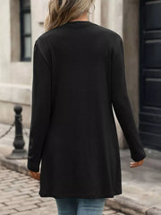 cardigan in Navy with buttoned and tunic-length