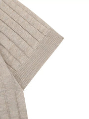 Men's Short Sleeve Ribbed Henley Top in Apricot, view 11