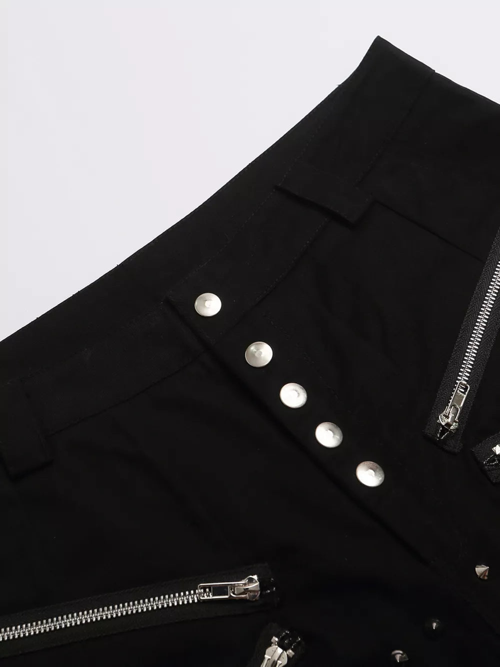 Men's Zipper Detail Wide Leg Capris in Black, fabric detail