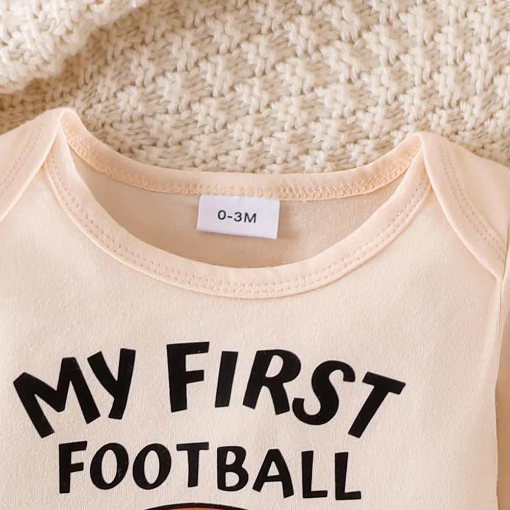 Children's Football Season Bodysuit Set in Apricot, side view