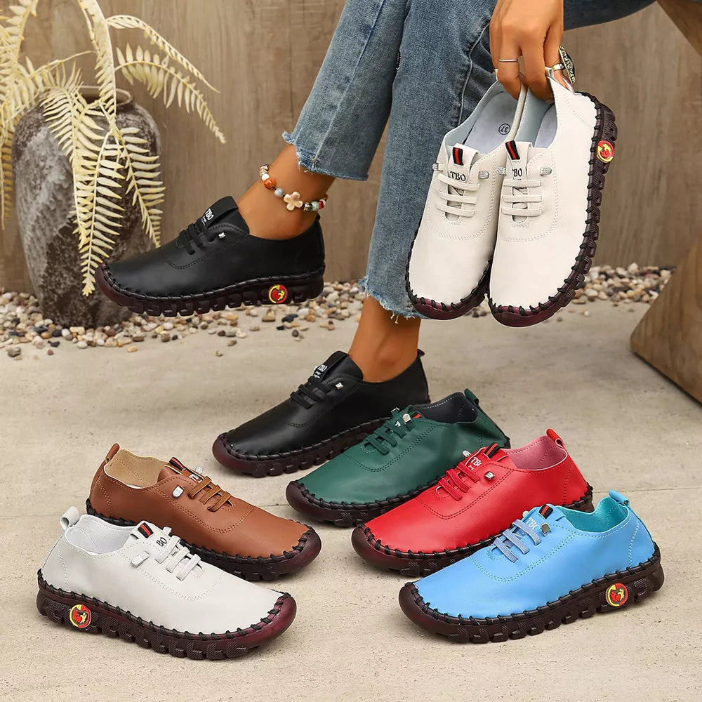 Round Toe Lace Up Sneakers in Grey, front view