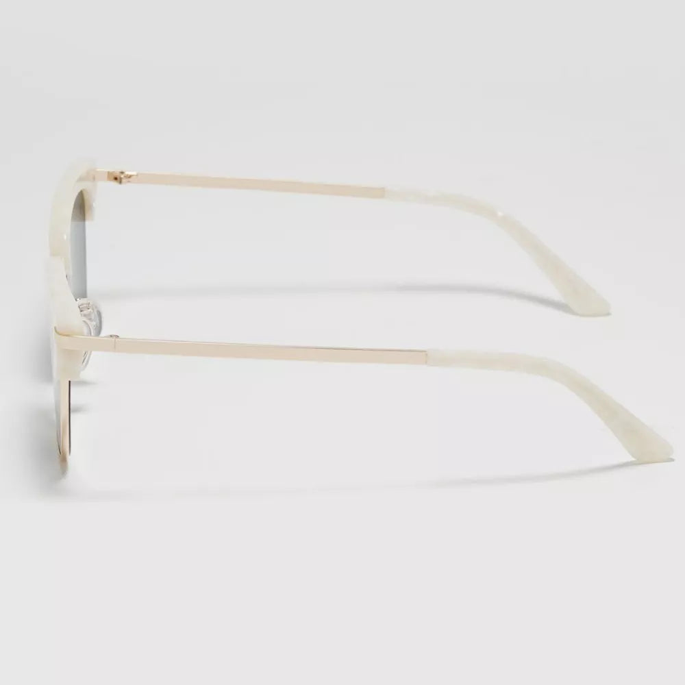 Classic Clubmaster Sunglasses With Gold Accents in Black, fit detail