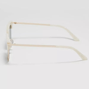 Classic Clubmaster Sunglasses With Gold Accents in Black, fit detail