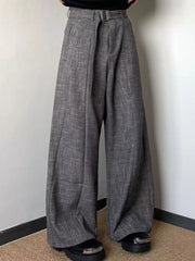 Men's charcoal heathered belted sweatpants with wide legs.