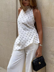 Chic Polka Dot Halter Tank Top