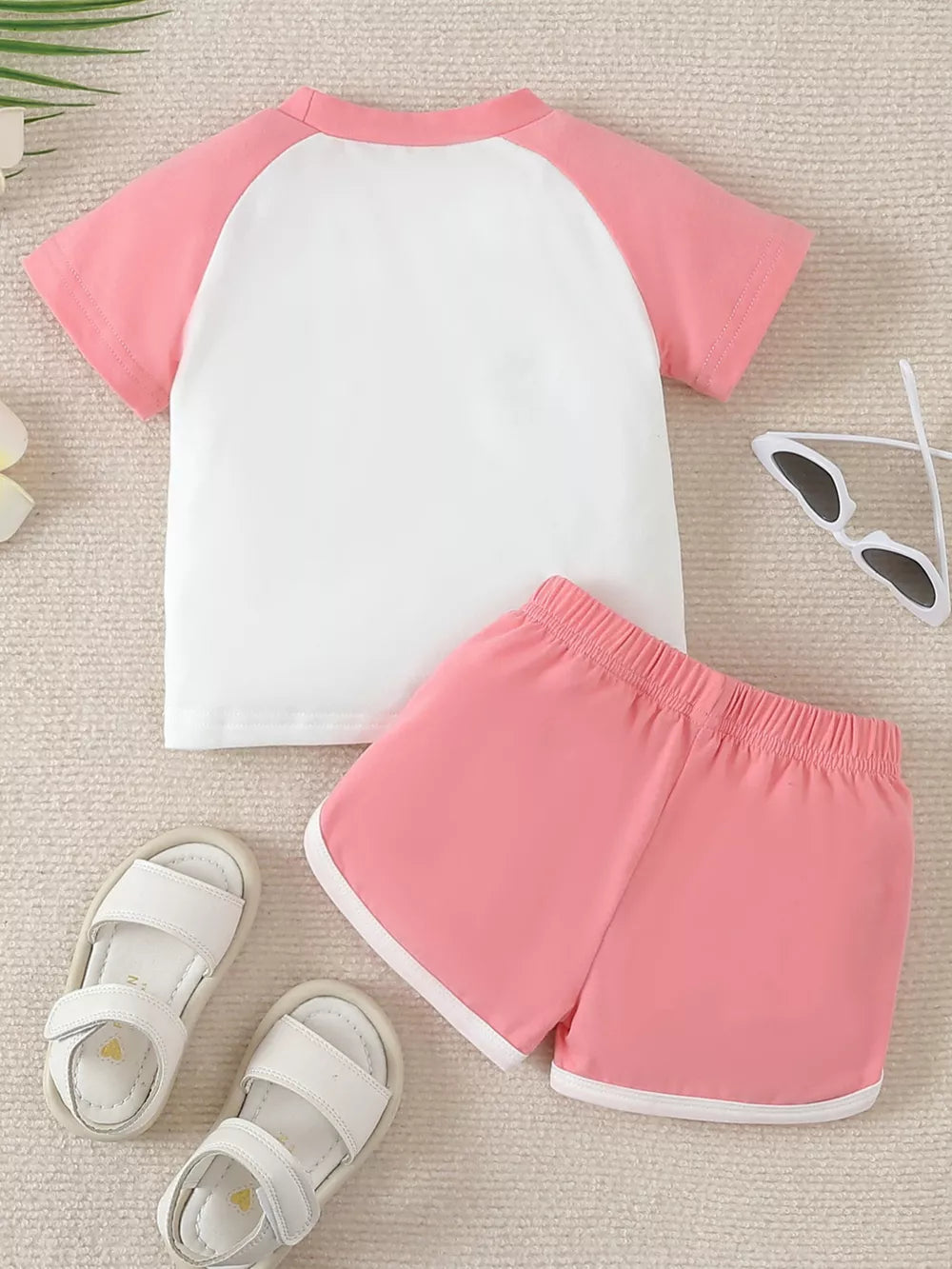 Children's Letter Graphic Tee And Shorts Set, fabric detail
