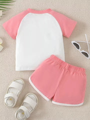 Children's Letter Graphic Tee And Shorts Set, fabric detail