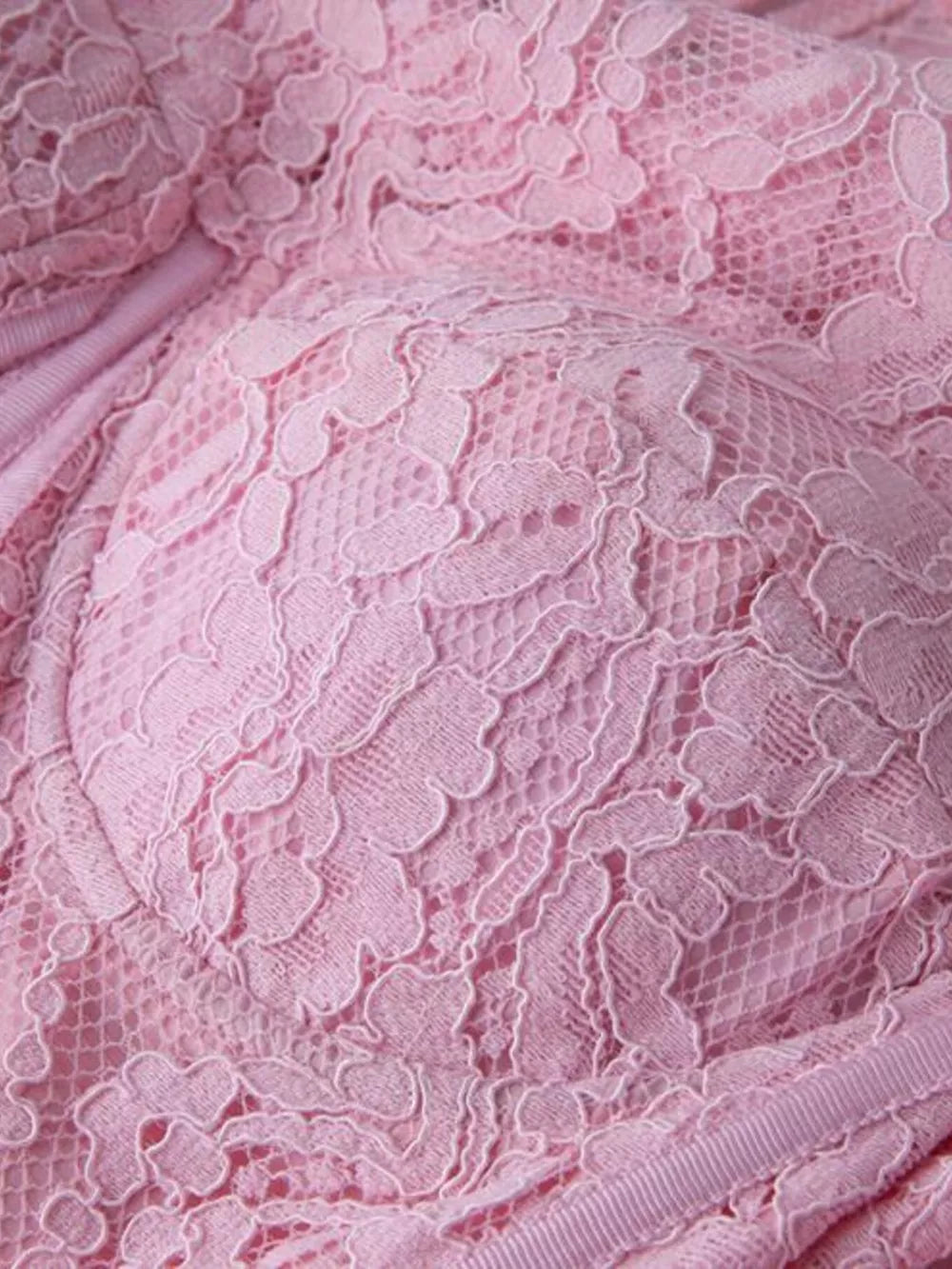 Pink lace midi dress with sheer sleeves detail