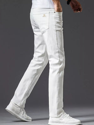 Slim Fit Pants in White, close-up detail