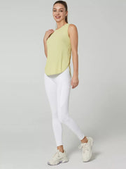 Ribbed Active Tank With Curved Hem