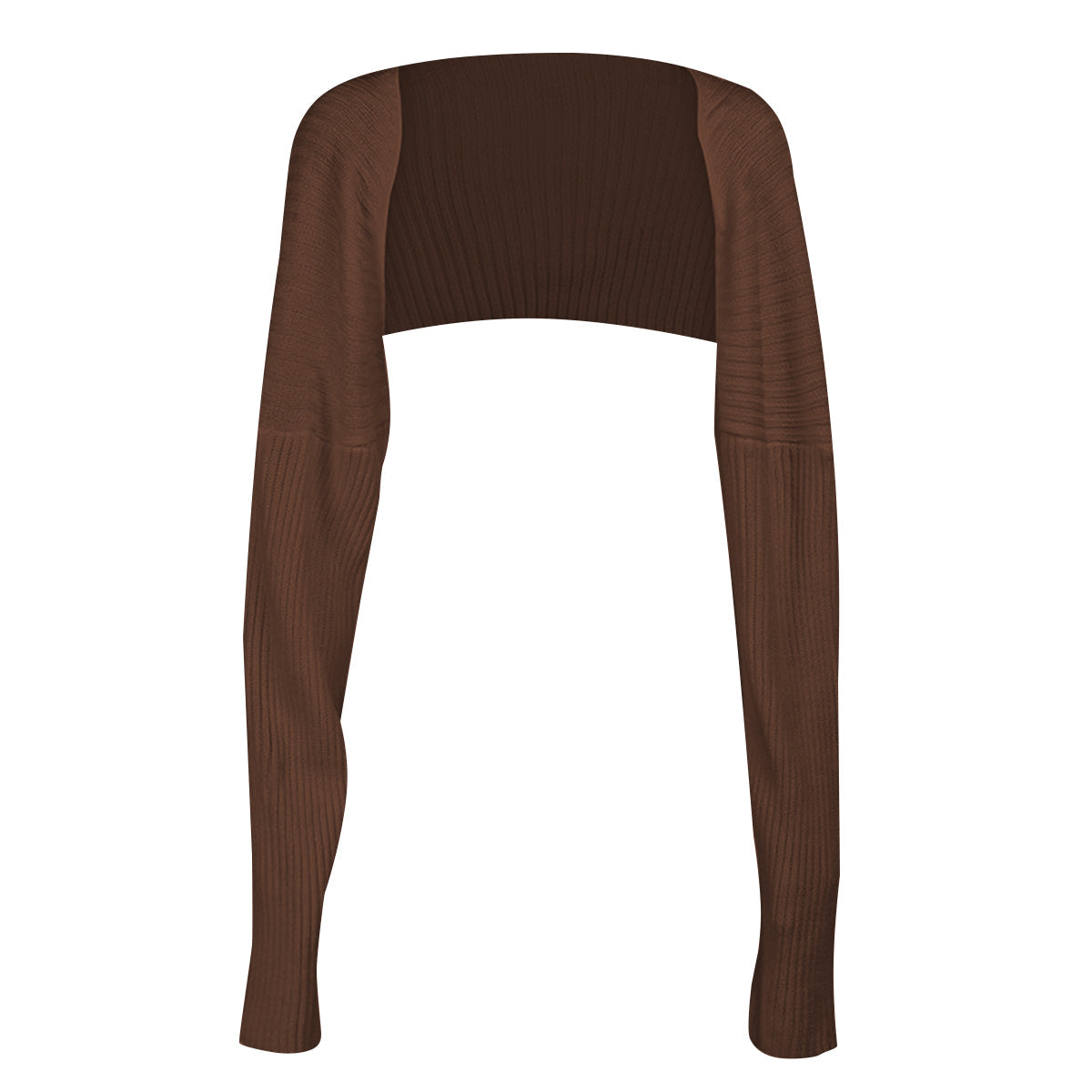 Ribbed knit shrug with extended sleeves in Chocolate