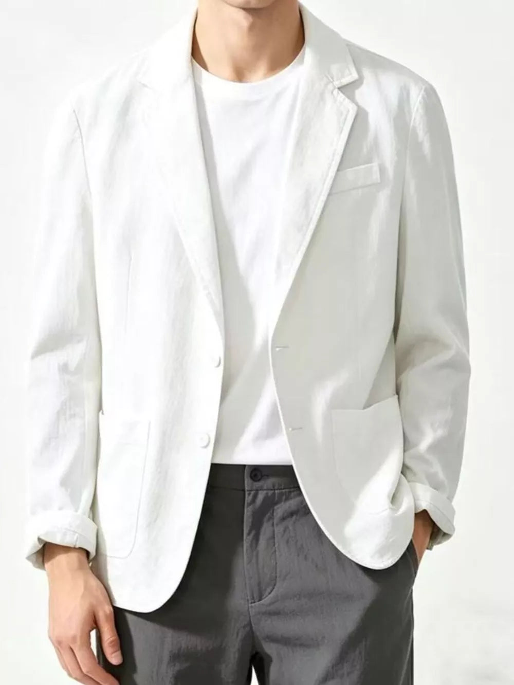 Men's Plus Size Button Up Long Sleeve Blazer, back view