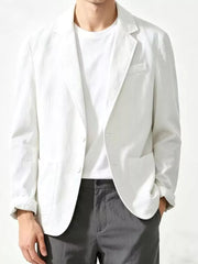 Men's Plus Size Button Up Long Sleeve Blazer, back view
