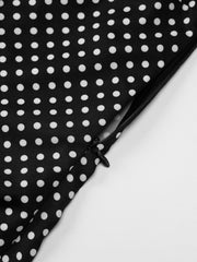 Black and white polka dot maxi dress with side zipper detail