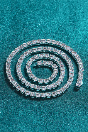 Diamond tennis necklace in silver 925 sterling silver with sparkling stones