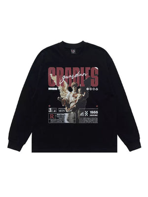 Men's Guardian Angel Graphic Long Sleeve T-shirt, back view