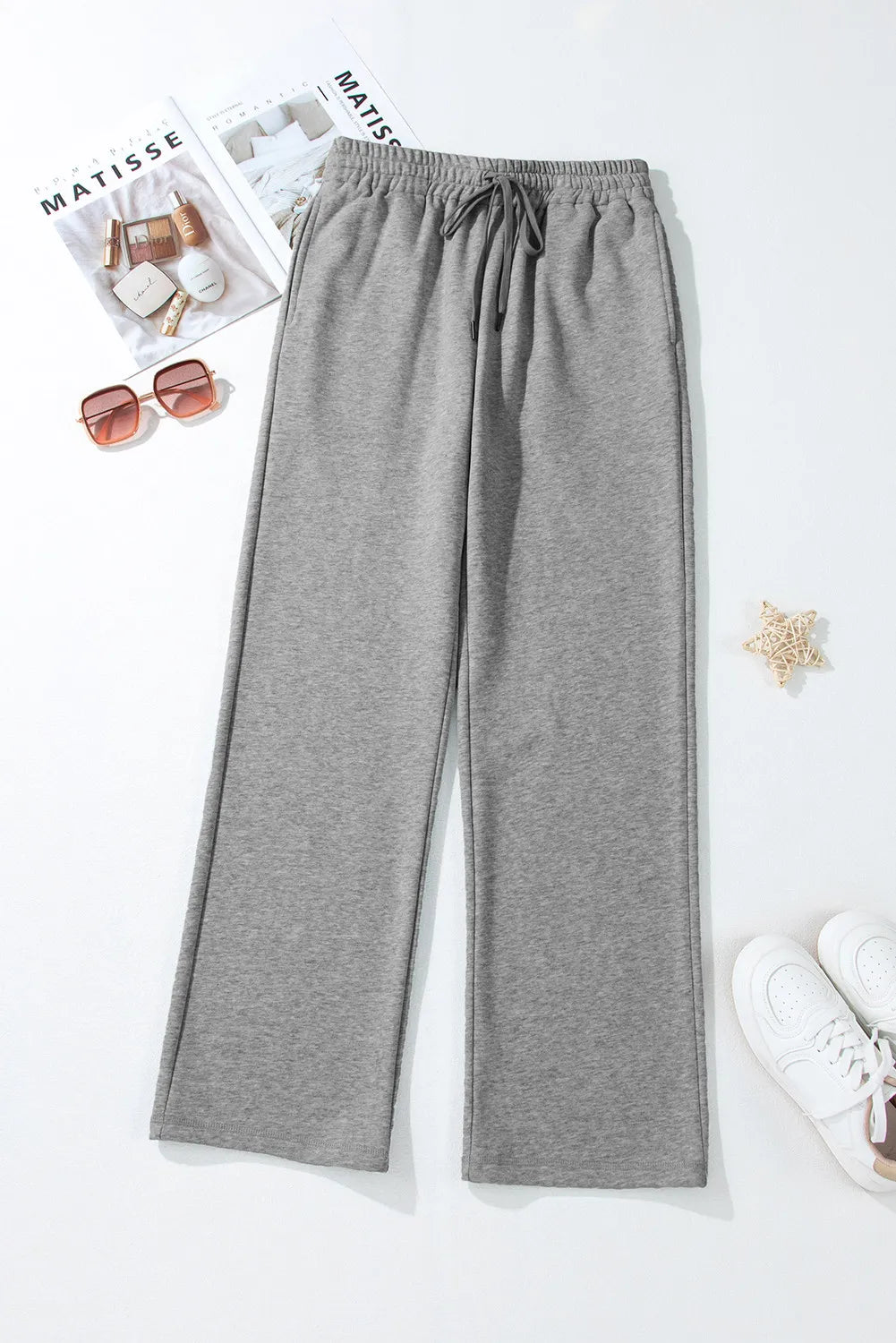 Relaxed-fit dark gray lounge joggers with drawstring waist and wide leg