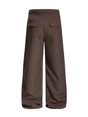 Brown wide-leg sweatpants with belt and back pockets