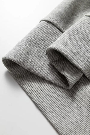 Contrast Rope Drawstring Ruffle Hoodie in Gray, product detail