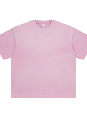 Oversized washed tee in Blush Pink with relaxed fit and crew neck.