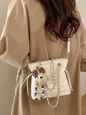 Pu Leather Crossbody Bag in White, alternate angle