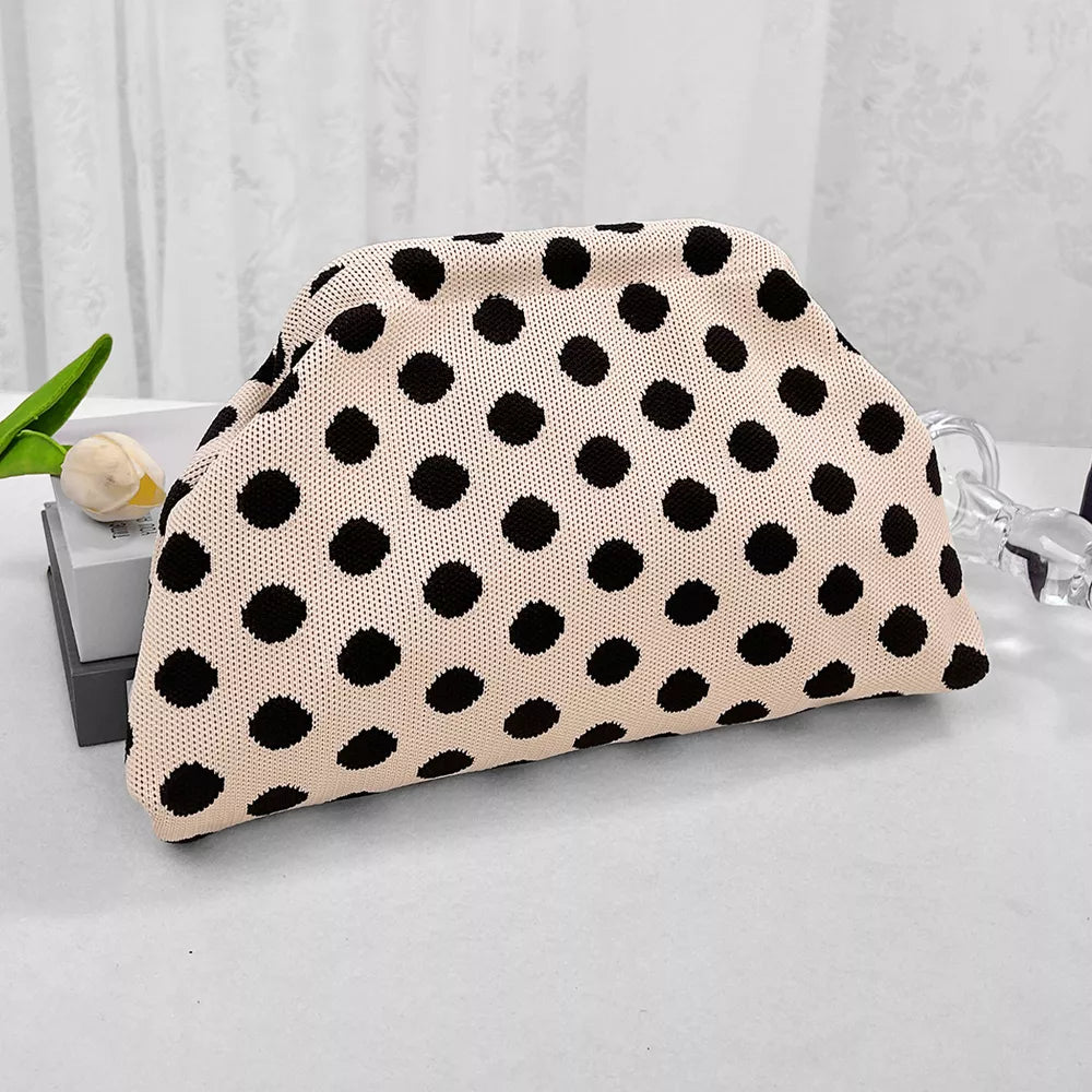 Polka Dot Knit Clutch Bag, close-up detail