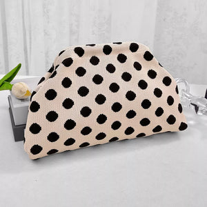 Polka Dot Knit Clutch Bag, close-up detail
