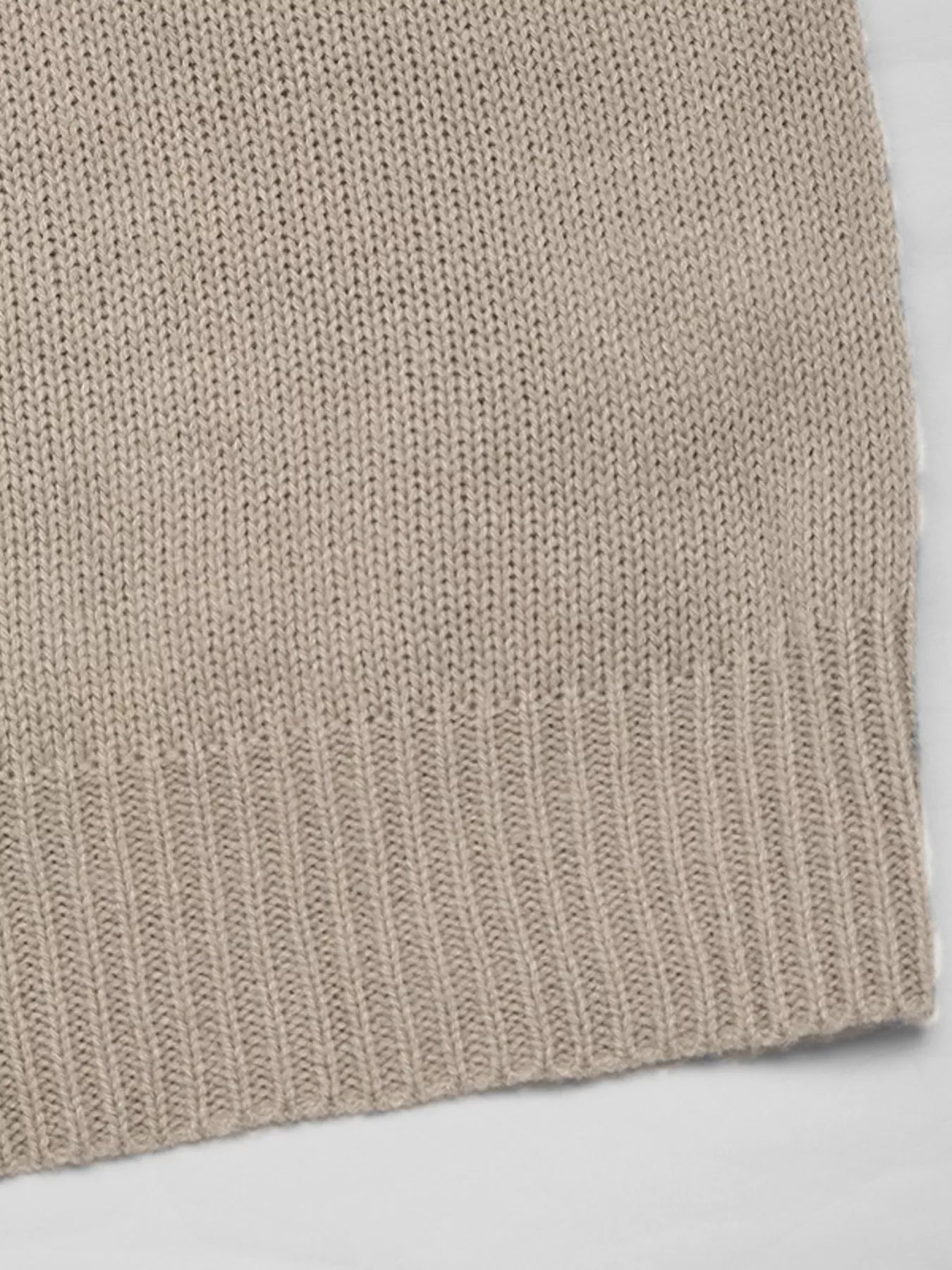 Gray apricot knit cardigan with ribbed hem detail