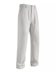 Men's light gray sweatpants with pockets and elastic waistband.