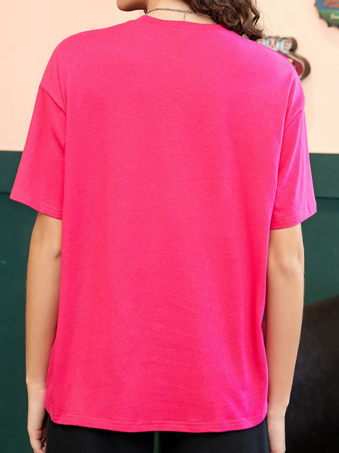 Varsity Number Tee in Cerise with short sleeves and crew neck.