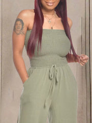 Effortless Strapless Smocked Jumpsuit