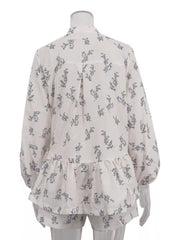 Charming Floral Balloon Sleeve Two-piece Set