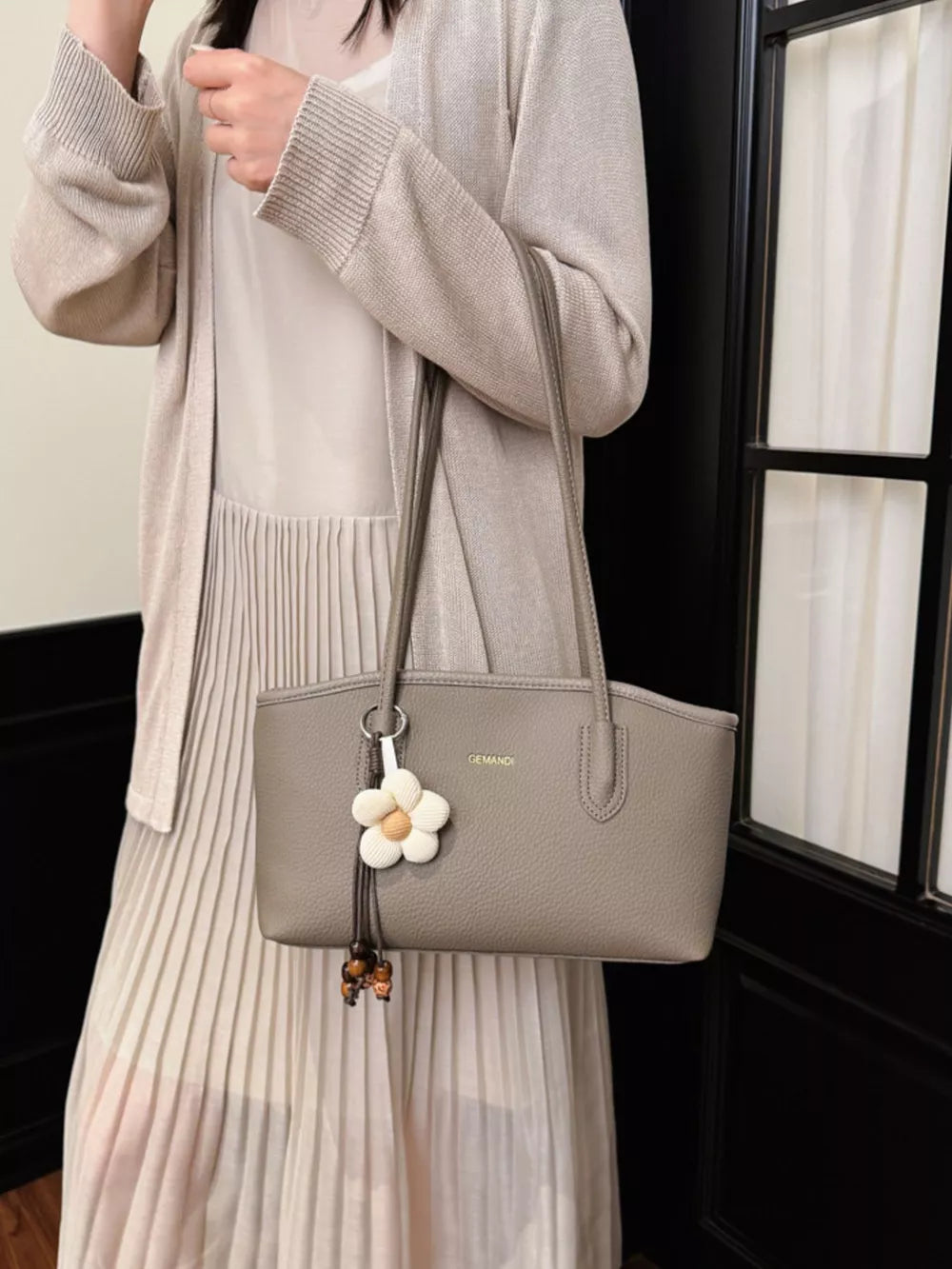 Pu Leather Shoulder Bag in Gray, alternate angle