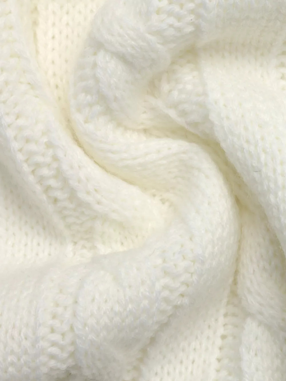 Cable Knit Long Sleeve Sweater in White, view 11