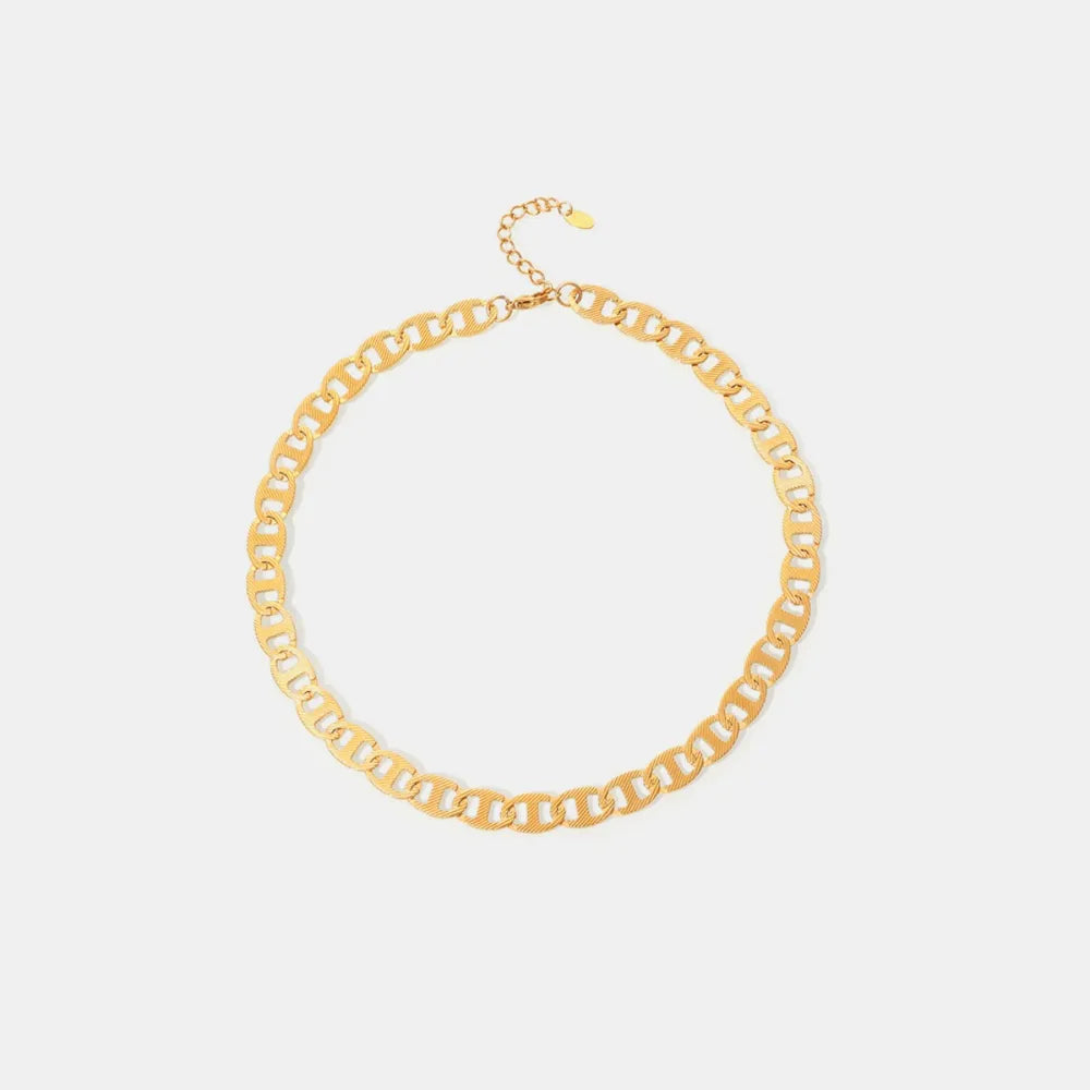 Gold anchor link chain necklace with textured links