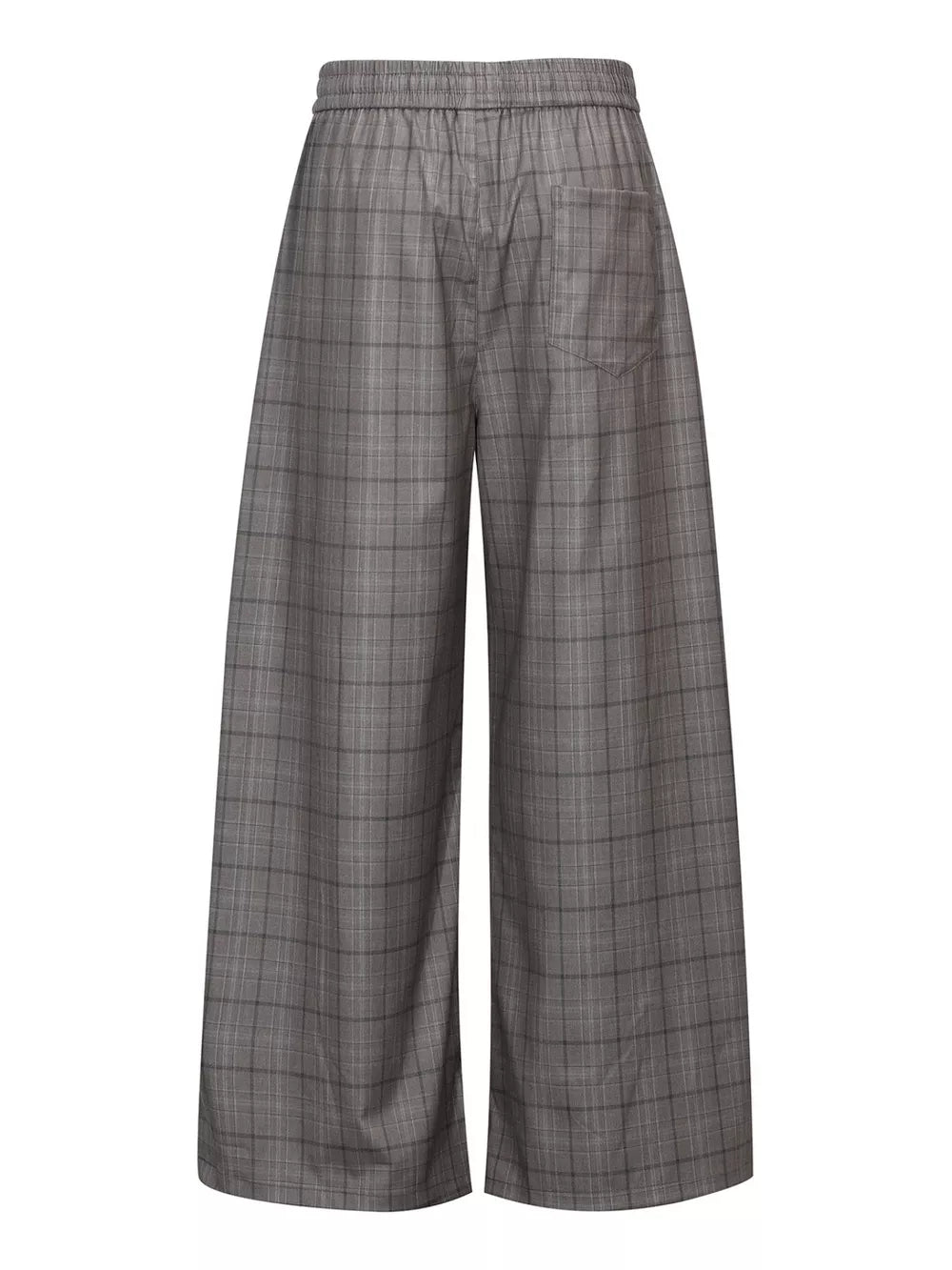 Men's Plaid Wide-leg Pants in Gray, close-up detail