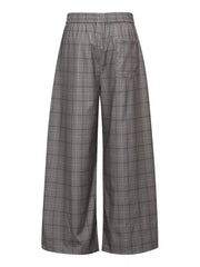 Men's Plaid Wide-leg Pants in Gray, close-up detail