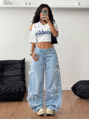Star-embellished Wide-leg Jeans