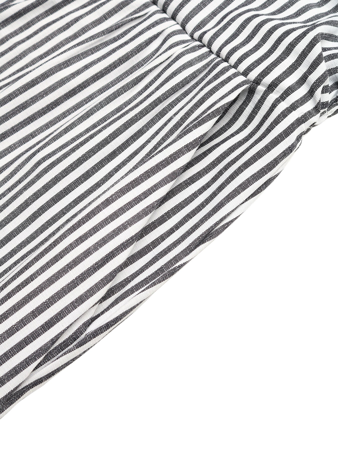 Striped cotton blend maternity romper cover-up with wide legs and pockets.