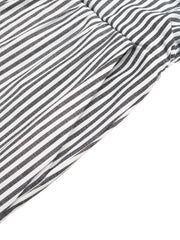 Striped cotton blend maternity romper cover-up with wide legs and pockets.