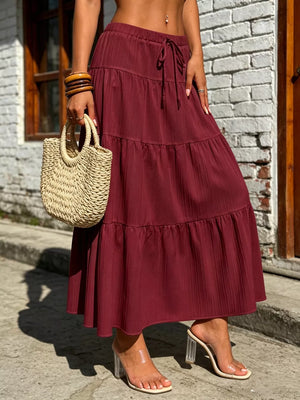 Maxi Ruched Skirt in Brown, editorial view