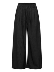 Men's Striped Wide-leg Drawstring Pants in Gray, close-up detail